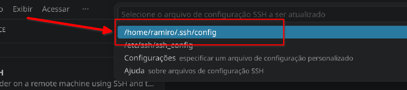 Arquivo de configuração ssh